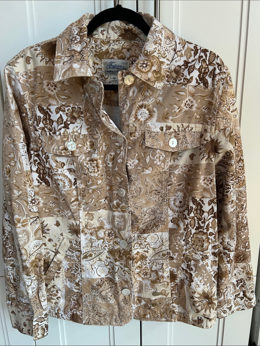 Tradition Country Collection Patchwork look, Floral Button-Up Denim  Jacket